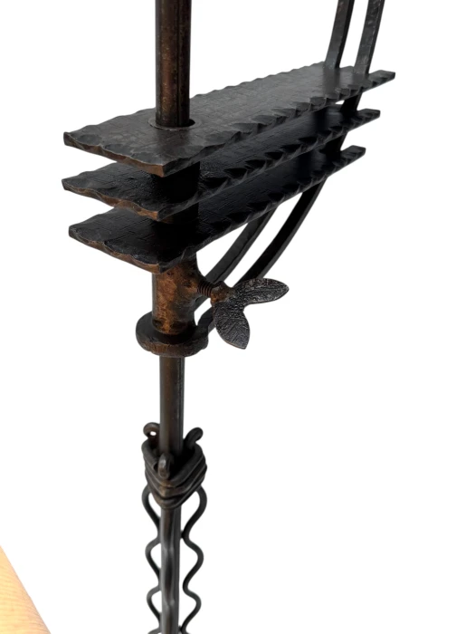 1920s Art Deco Floor Lamp by Jan Joustra, Wrought Iron & Silk
