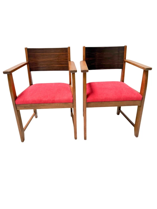 1920s Art Deco Armchairs in Oak & Ebony, Style of Hendrik Wouda