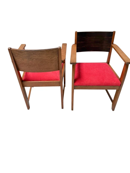 1920s Art Deco Armchairs in Oak & Ebony, Style of Hendrik Wouda