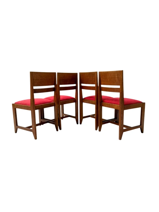 Hendrik Wouda Art Deco Dining Room Chairs Set, Oak, 1924