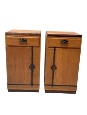 1920s Art Deco Nightstands by Fa. S. Speelman, Solid Oak & Ebony