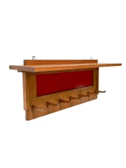1920s Art Deco Modernist Wall Coat Rack by Jan Brunott, Oak & Lacquer