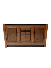 Art Deco Credenza by J.A. Muntendam, Solid Oak, Dutch Design, 1920s