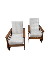 Pair of Art Deco Amsterdamse School Lounge Chairs or Reclining Chairs, 1920s