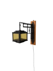 Art Deco Lantern Wall Light by French Designer, Wrought Iron, 1930s