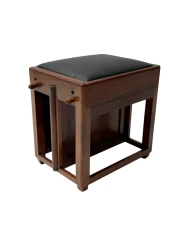 1920s Art Deco Amsterdamse School Stool with Adjustable Leather Seat