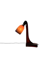 1920s Art Deco Table Lamp by Louis Bogtman with Fruitwood Base
