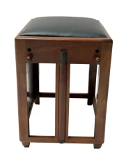 1920s Art Deco Amsterdamse School Stool with Adjustable Leather Seat