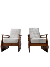 Pair of Art Deco Amsterdamse School Lounge Chairs or Reclining Chairs, 1920s