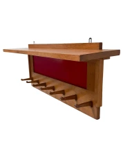 1920s Art Deco Modernist Wall Coat Rack by Jan Brunott, Oak & Lacquer
