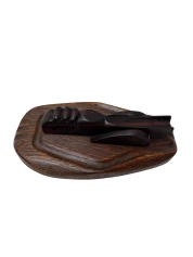 Art Deco Amsterdamse School Oak and Macassar Desk Paperweight, 1920s