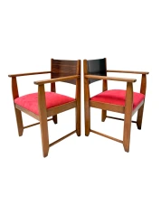 1920s Art Deco Armchairs in Oak & Ebony, Style of Hendrik Wouda