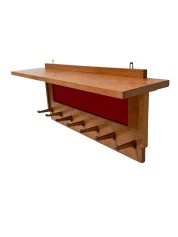 1920s Art Deco Modernist Wall Coat Rack by Jan Brunott, Oak & Lacquer