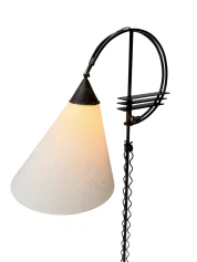 1920s Art Deco Floor Lamp by Jan Joustra, Wrought Iron & Silk