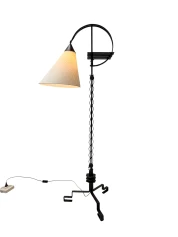 1920s Art Deco Floor Lamp by Jan Joustra, Wrought Iron & Silk