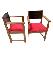 1920s Art Deco Armchairs in Oak & Ebony, Style of Hendrik Wouda