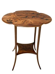 Art Nouveau Marquetry Side Table by Émile Gallé, Walnut, France, 1900s