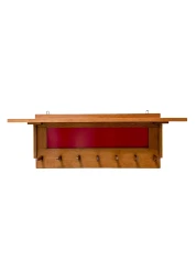 1920s Art Deco Modernist Wall Coat Rack by Jan Brunott, Oak & Lacquer