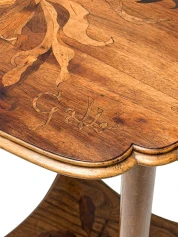 Art Nouveau Marquetry Side Table by Émile Gallé, Walnut, France, 1900s