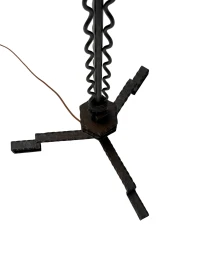 1920s Art Deco Floor Lamp by Jan Joustra, Wrought Iron & Silk