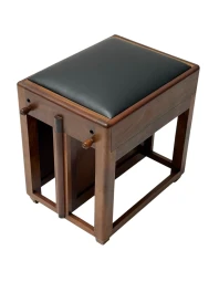 1920s Art Deco Amsterdamse School Stool with Adjustable Leather Seat