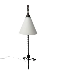 1920s Art Deco Floor Lamp by Jan Joustra, Wrought Iron & Silk