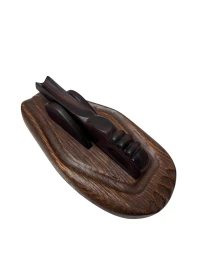 Art Deco Amsterdamse School Oak and Macassar Desk Paperweight, 1920s