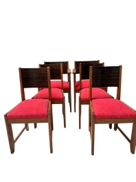 1920s Art Deco Dining Room Chairs in Oak & Ebony, Style of Hendrik Wouda