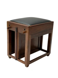 1920s Art Deco Amsterdamse School Stool with Adjustable Leather Seat