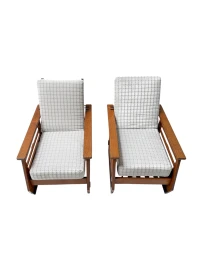 Pair of Art Deco Amsterdamse School Lounge Chairs or Reclining Chairs, 1920s