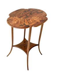 Art Nouveau Marquetry Side Table by Émile Gallé, Walnut, France, 1900s