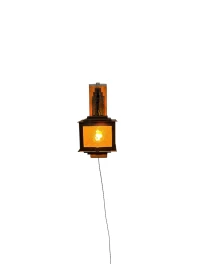 Art Deco Lantern Wall Light by French Designer, Wrought Iron, 1930s
