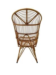 Mid-Century Modern High-Back Lounge Chair, Rattan & Bamboo, 1960s