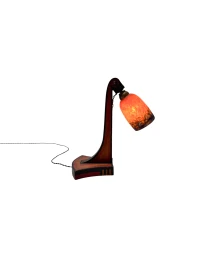 1920s Art Deco Table Lamp by Louis Bogtman with Fruitwood Base
