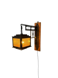 Art Deco Lantern Wall Light by French Designer, Wrought Iron, 1930s