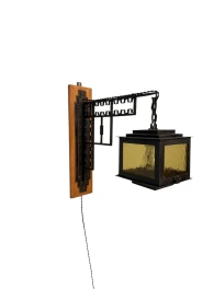 Art Deco Lantern Wall Light by French Designer, Wrought Iron, 1930s