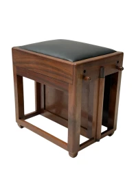 1920s Art Deco Amsterdamse School Stool with Adjustable Leather Seat