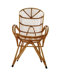 Mid-Century Modern High-Back Lounge Chair, Rattan & Bamboo, 1960s