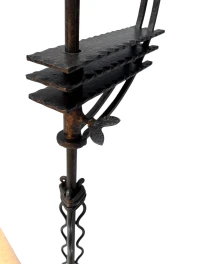 1920s Art Deco Floor Lamp by Jan Joustra, Wrought Iron & Silk