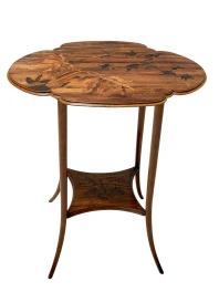 Art Nouveau Marquetry Side Table by Émile Gallé, Walnut, France, 1900s