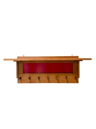 1920s Art Deco Modernist Wall Coat Rack by Jan Brunott, Oak & Lacquer
