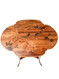Art Nouveau Marquetry Side Table by Émile Gallé, Walnut, France, 1900s