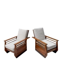Pair of Art Deco Amsterdamse School Lounge Chairs or Reclining Chairs, 1920s