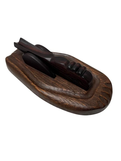 Art Deco Amsterdamse School Oak and Macassar Desk Paperweight, 1920s