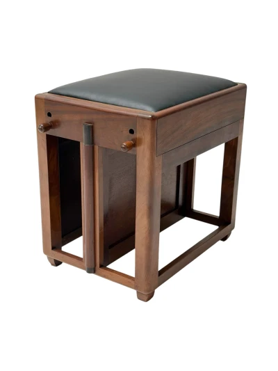 1920s Art Deco Amsterdamse School Stool with Adjustable Leather Seat