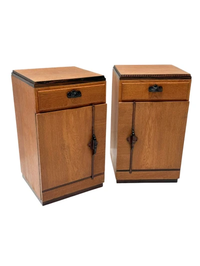 1920s Art Deco Nightstands by Fa. S. Speelman, Solid Oak & Ebony 2