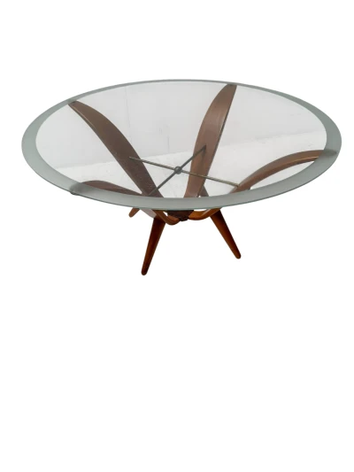 Mid-Century Modern Coffee Table by A.A. Patijn, Walnut & Brass
