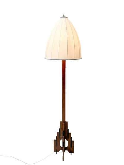Art Deco Floor Lamp by P.E.L. Izeren, Solid Oak & Macassar, 1920s