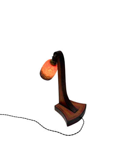 1920s Art Deco Table Lamp by Louis Bogtman with Fruitwood Base
