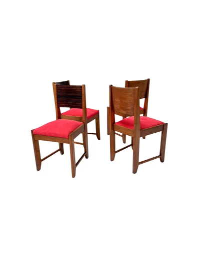 1920s Art Deco Dining Room Chairs in Oak & Ebony, Style of Hendrik Wouda